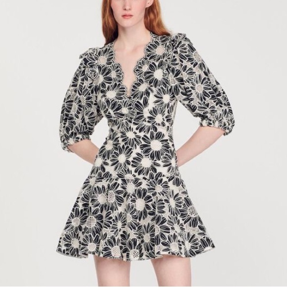 Sandro dress in embroidered fabric